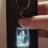 Crystal photo keychain displayed in its box