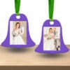 Bell-shaped frame christmas tree ornaments with lenticular flip wedding photos