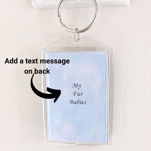 Flip Photo Keychain with text on back